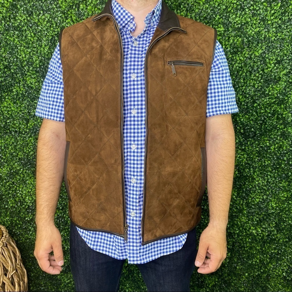 Genuine leather zip up vest‎